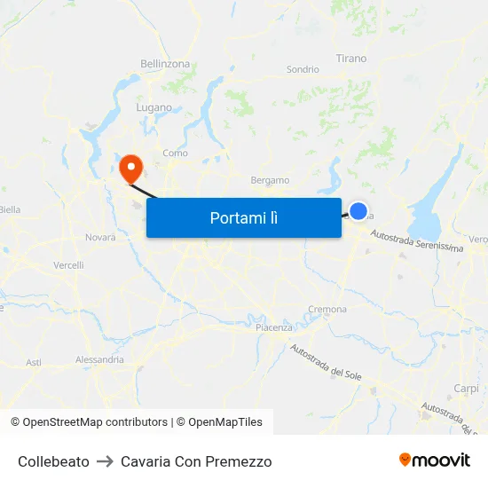 Collebeato to Cavaria Con Premezzo map