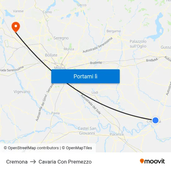 Cremona to Cavaria Con Premezzo map