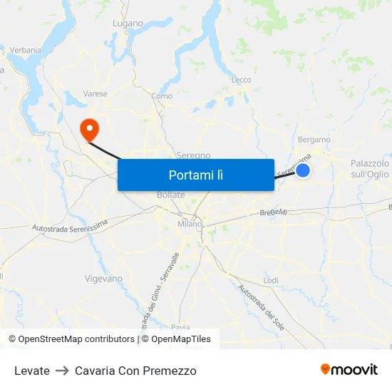 Levate to Cavaria Con Premezzo map