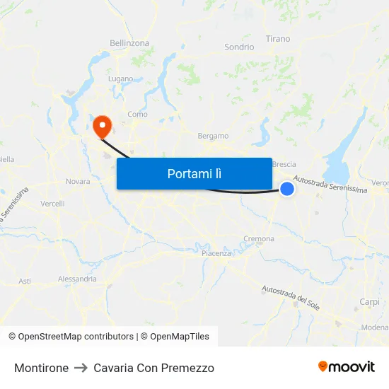 Montirone to Cavaria Con Premezzo map