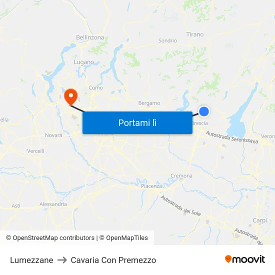 Lumezzane to Cavaria Con Premezzo map