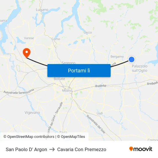 San Paolo D' Argon to Cavaria Con Premezzo map
