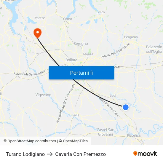 Turano Lodigiano to Cavaria Con Premezzo map