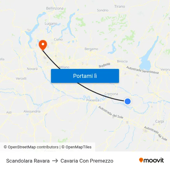 Scandolara Ravara to Cavaria Con Premezzo map