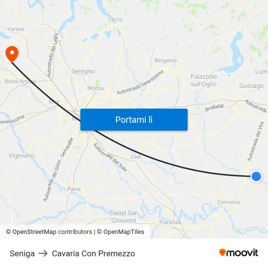 Seniga to Cavaria Con Premezzo map