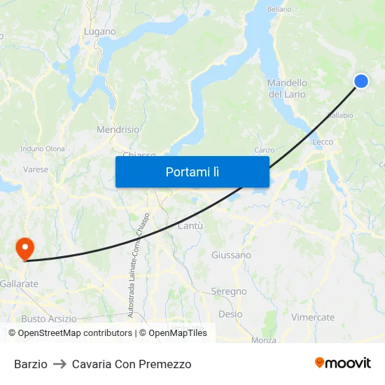 Barzio to Cavaria Con Premezzo map