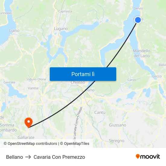 Bellano to Cavaria Con Premezzo map