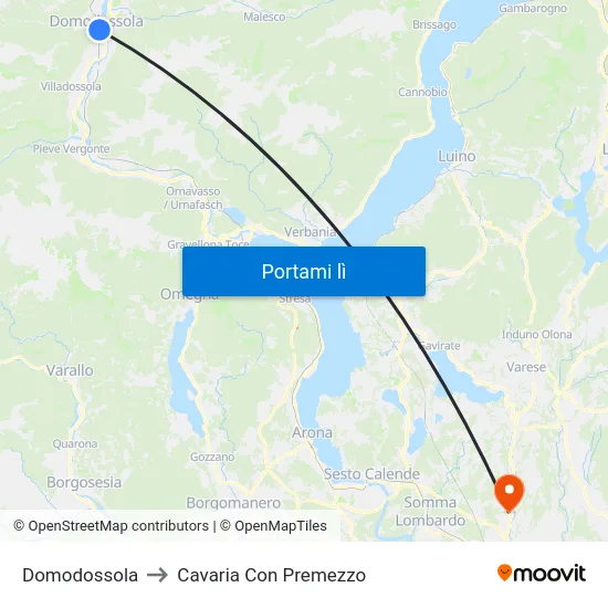 Domodossola to Cavaria Con Premezzo map
