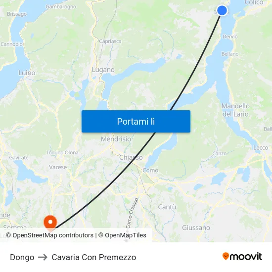 Dongo to Cavaria Con Premezzo map