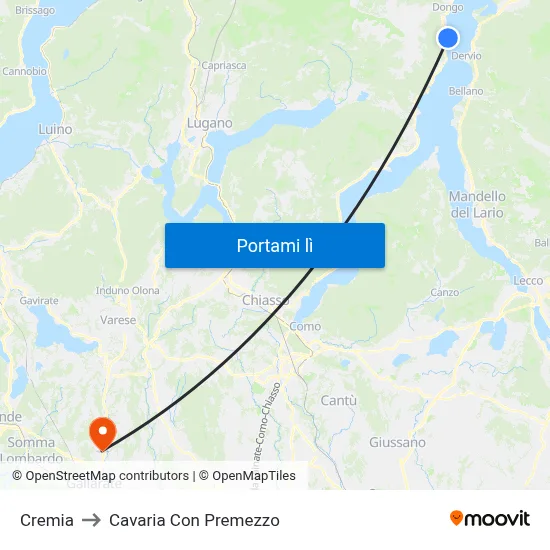 Cremia to Cavaria Con Premezzo map