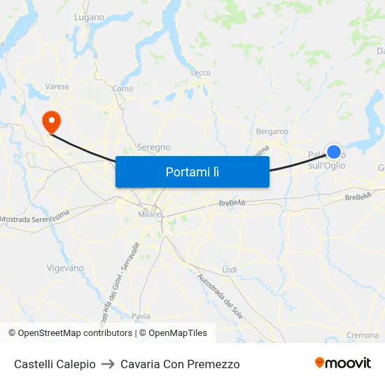 Castelli Calepio to Cavaria Con Premezzo map