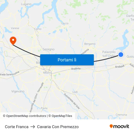Corte Franca to Cavaria Con Premezzo map