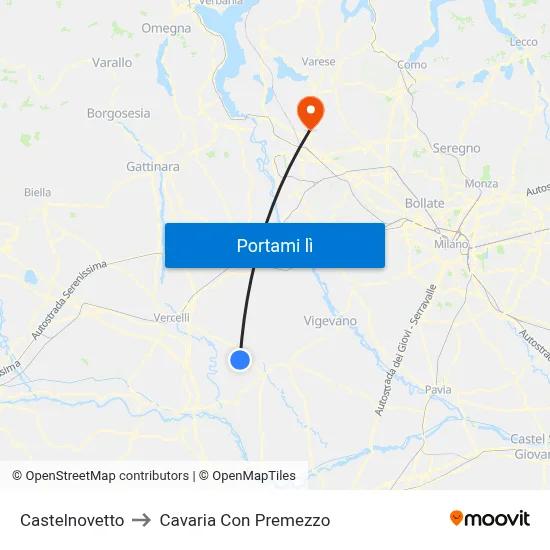 Castelnovetto to Cavaria Con Premezzo map