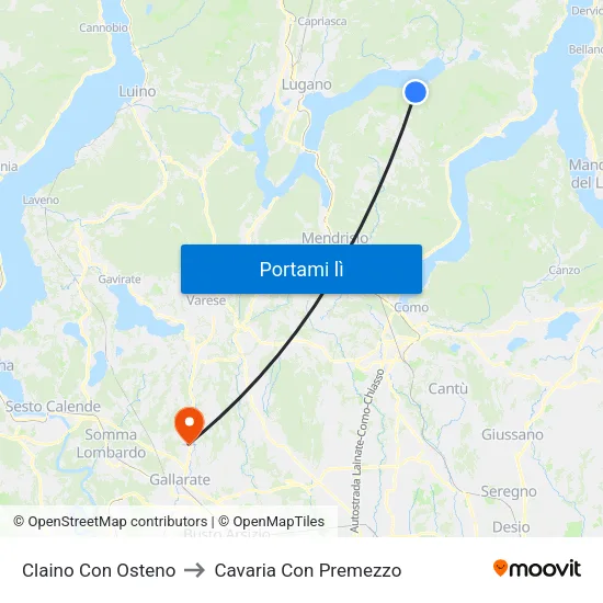 Claino Con Osteno to Cavaria Con Premezzo map