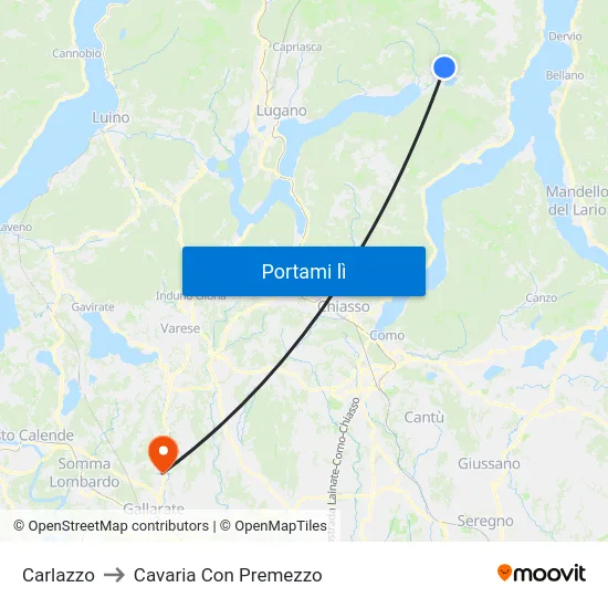 Carlazzo to Cavaria Con Premezzo map