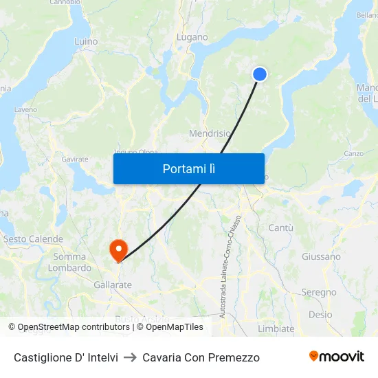 Castiglione D' Intelvi to Cavaria Con Premezzo map