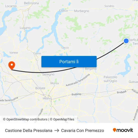 Castione Della Presolana to Cavaria Con Premezzo map