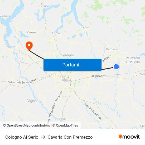 Cologno Al Serio to Cavaria Con Premezzo map