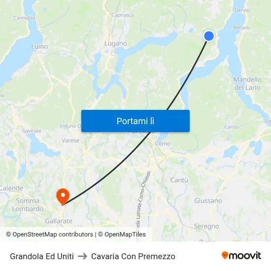 Grandola Ed Uniti to Cavaria Con Premezzo map