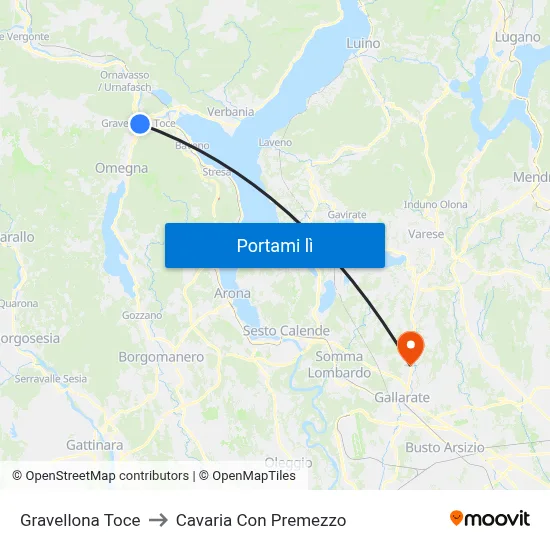 Gravellona Toce to Cavaria Con Premezzo map