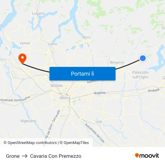 Grone to Cavaria Con Premezzo map