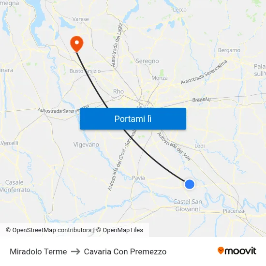 Miradolo Terme to Cavaria Con Premezzo map