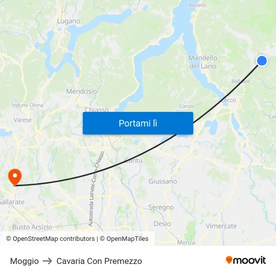 Moggio to Cavaria Con Premezzo map
