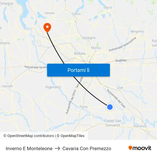 Inverno E Monteleone to Cavaria Con Premezzo map