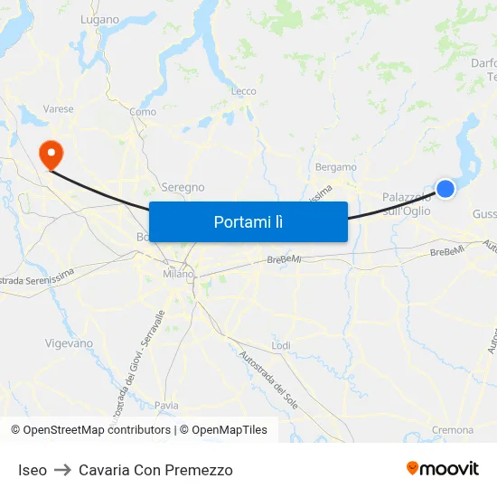 Iseo to Cavaria Con Premezzo map