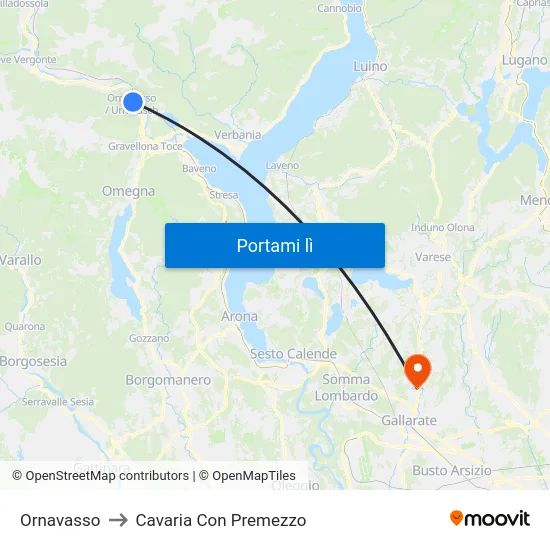 Ornavasso to Cavaria Con Premezzo map