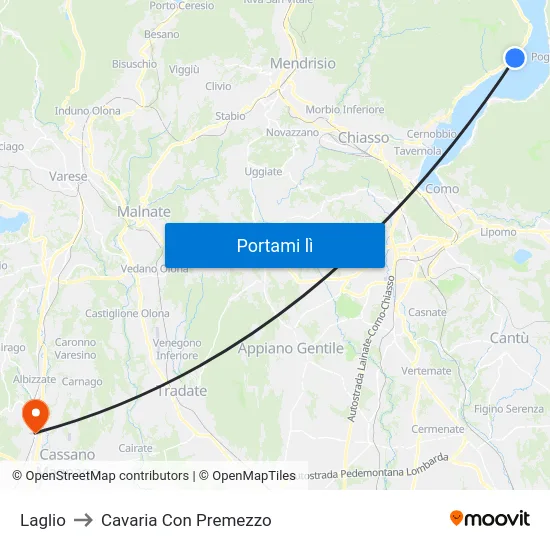 Laglio to Cavaria Con Premezzo map