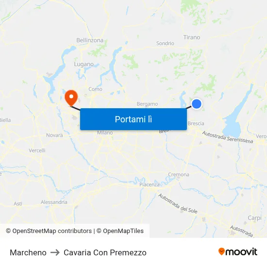 Marcheno to Cavaria Con Premezzo map