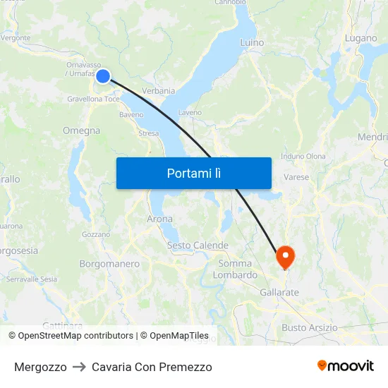 Mergozzo to Cavaria Con Premezzo map