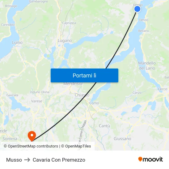 Musso to Cavaria Con Premezzo map
