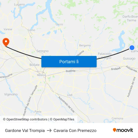Gardone Val Trompia to Cavaria Con Premezzo map