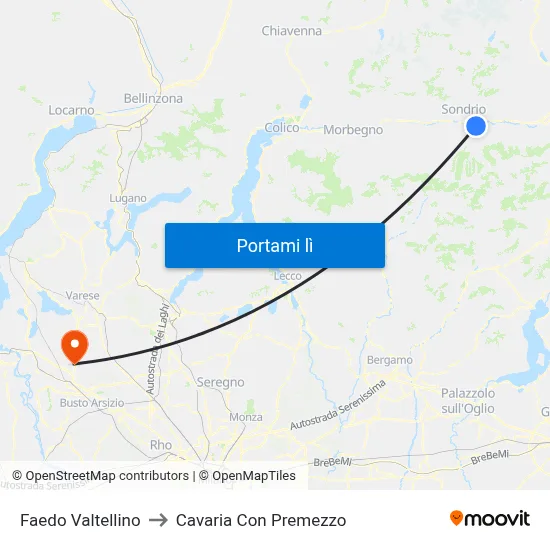 Faedo Valtellino to Cavaria Con Premezzo map