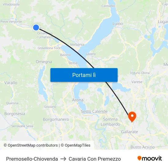 Premosello-Chiovenda to Cavaria Con Premezzo map