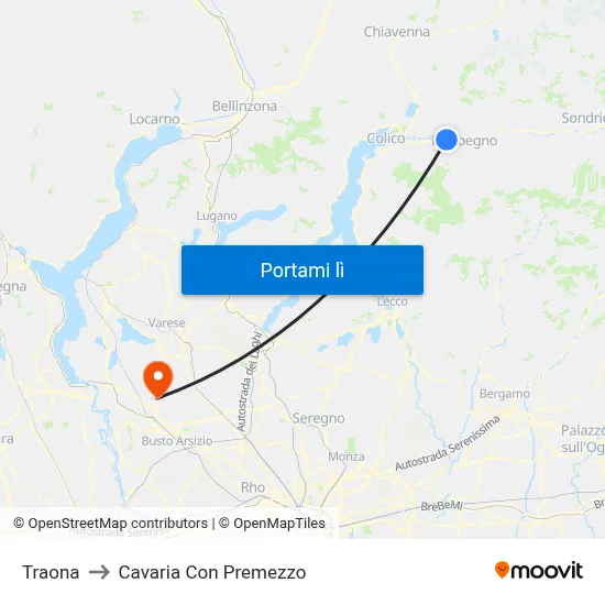 Traona to Cavaria Con Premezzo map