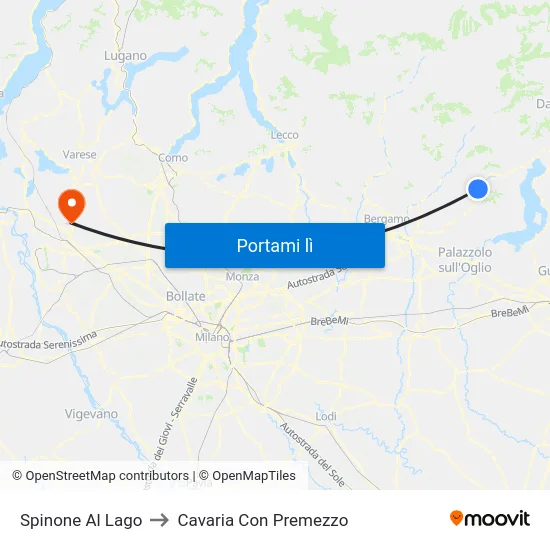 Spinone Al Lago to Cavaria Con Premezzo map
