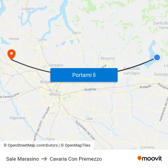 Sale Marasino to Cavaria Con Premezzo map