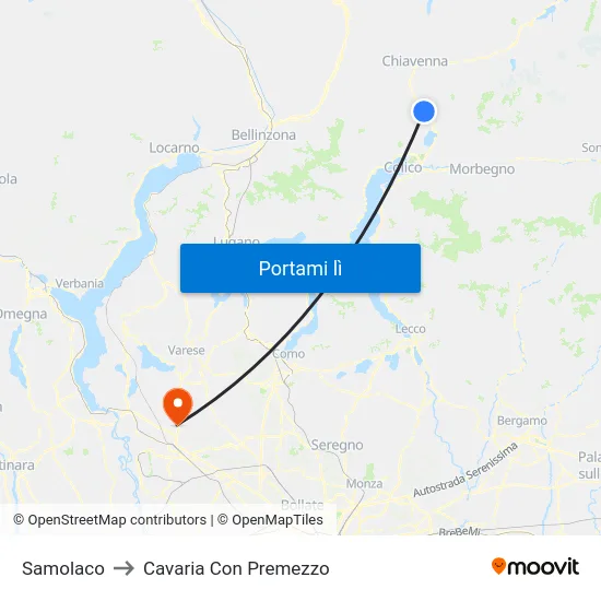 Samolaco to Cavaria Con Premezzo map