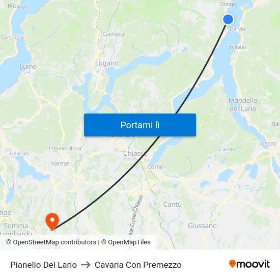Pianello Del Lario to Cavaria Con Premezzo map