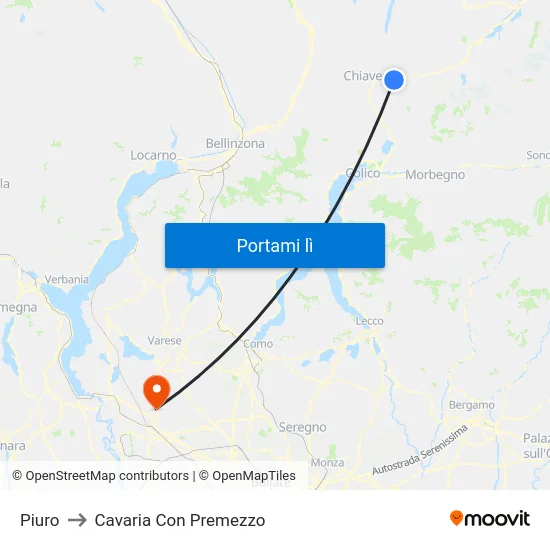 Piuro to Cavaria Con Premezzo map