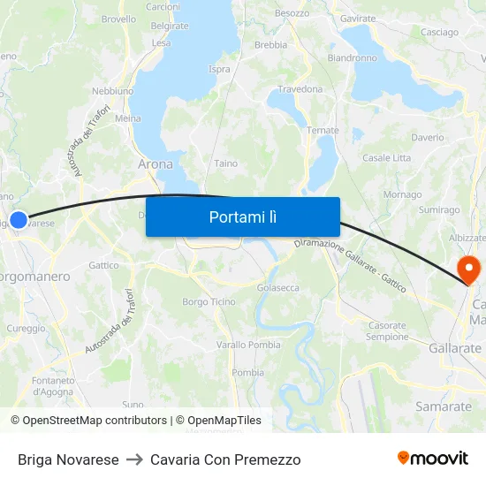 Briga Novarese to Cavaria Con Premezzo map