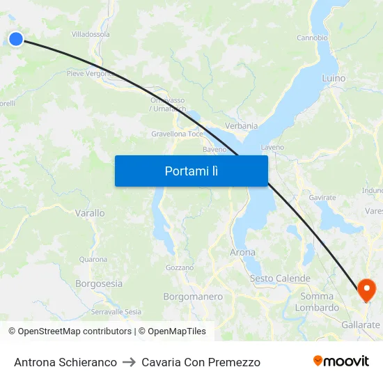 Antrona Schieranco to Cavaria Con Premezzo map