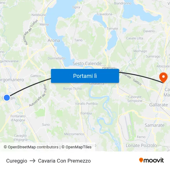 Cureggio to Cavaria Con Premezzo map