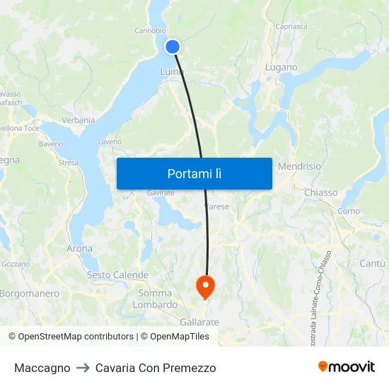 Maccagno to Cavaria Con Premezzo map