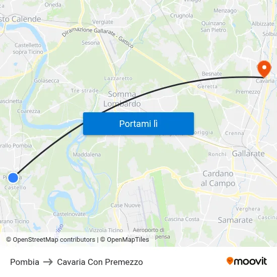 Pombia to Cavaria Con Premezzo map