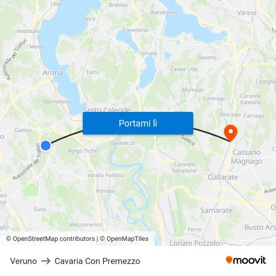 Veruno to Cavaria Con Premezzo map