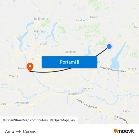 Anfo to Cerano map